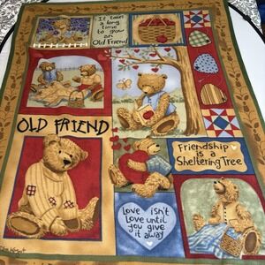 VTG 2004 Old Friend Teresa Kogut Fleece Teddy Bear Blanket Cottage Country Y2K